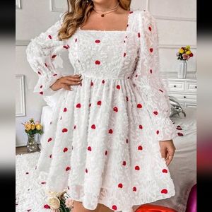 White and Red Floral Women's Dress